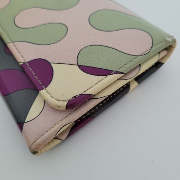 Emilio Pucci Geometric Leather Wallet Abstract Designer Italian Multicolor Large - Picture 11 of 11